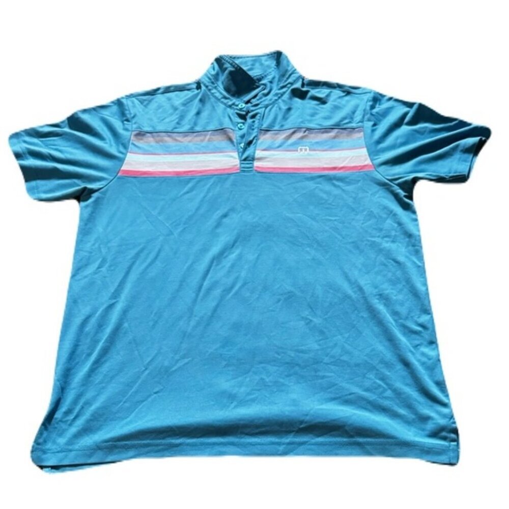 Travis Mathew Large Blue Golf Polo Short Sleeve Shirt